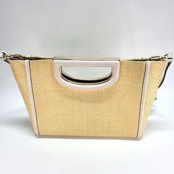 kate spade Alexia Straw Crossbody Clutch White Handbag 12x8 Retired Cottage